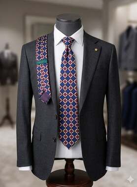 Vintage Isaac Zelcer Geometric Silk Tie